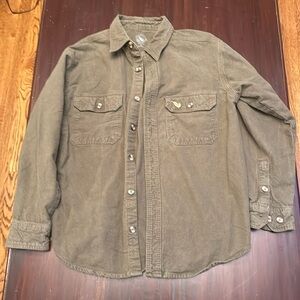 Mack’s Prairie Wings army green flannel women’s shirt size medium